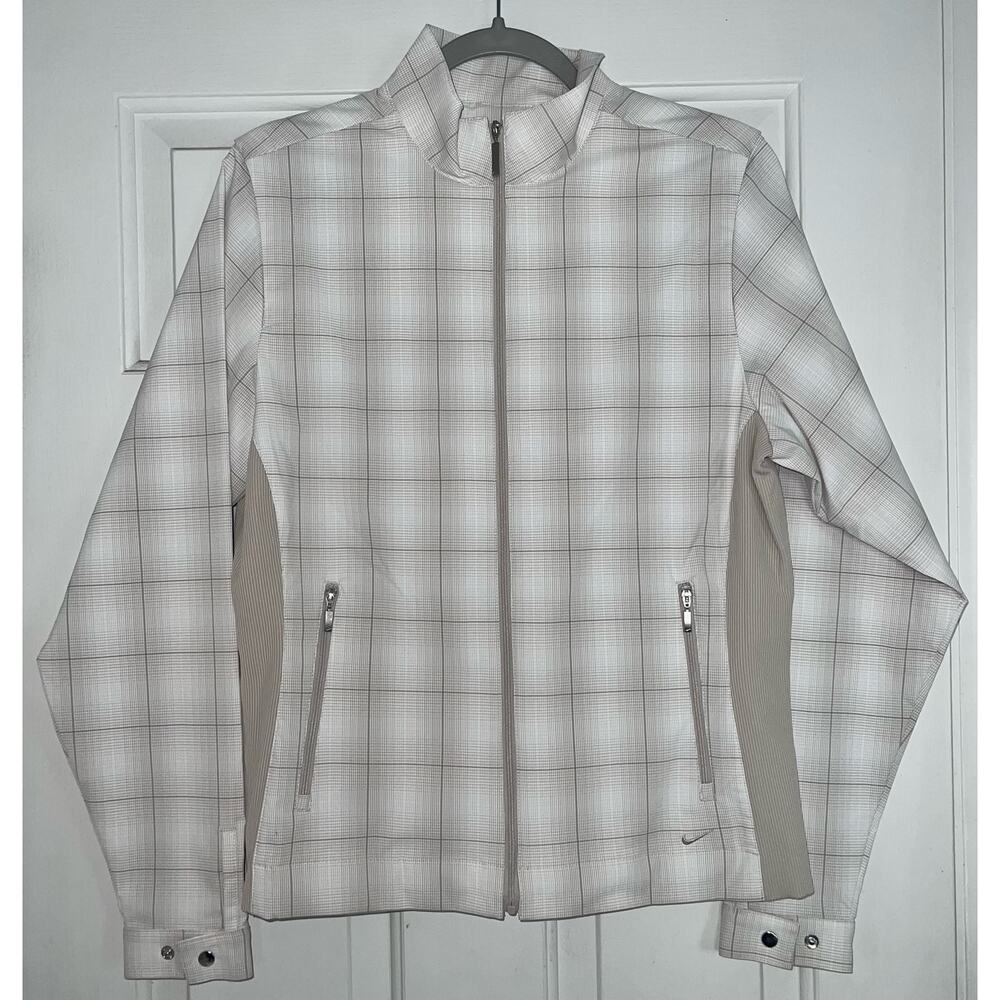 NIKE Golf - Beige/White Plaid Full Zip Jacket - size medium